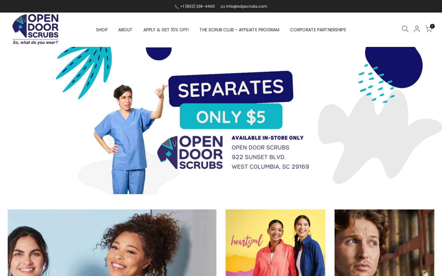 opendoorscrubs.com homepage screenshot