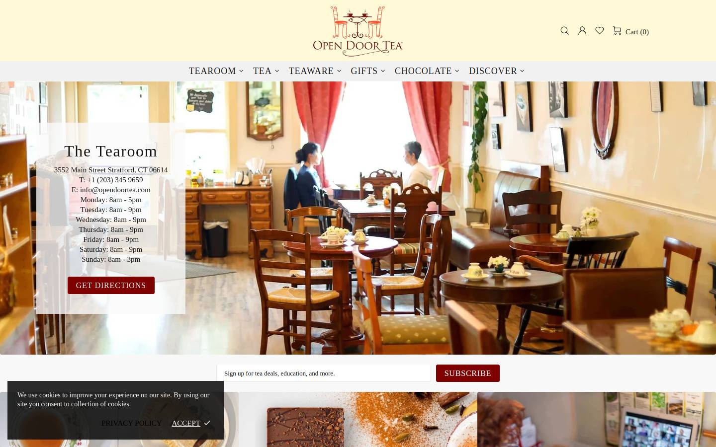 Open Door Tea homepage screenshot