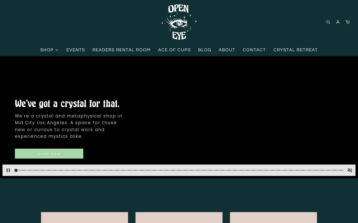 openeyecrystals.com homepage screenshot