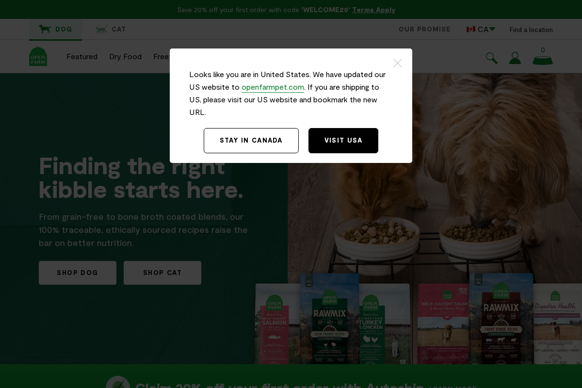 openfarmpet.ca homepage screenshot