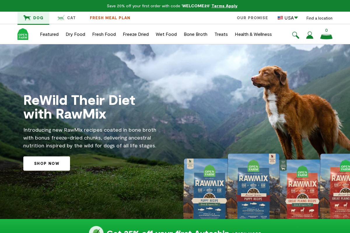 Openfarmpet homepage screenshot
