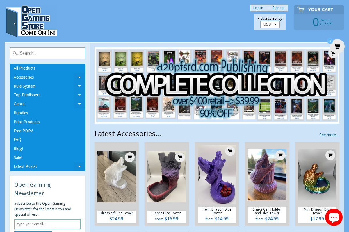 Open Gaming Store homepage screenshot