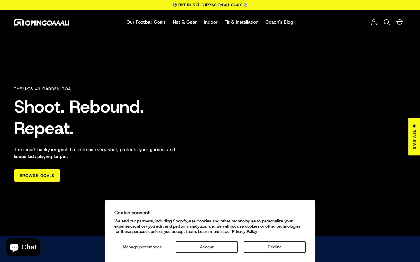 Open Goaaal! homepage screenshot