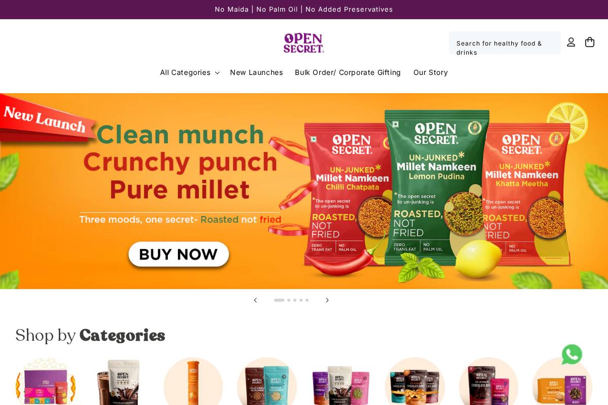 opensecret.in homepage screenshot