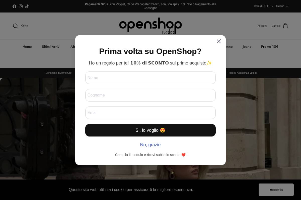 Openshopitalia homepage screenshot