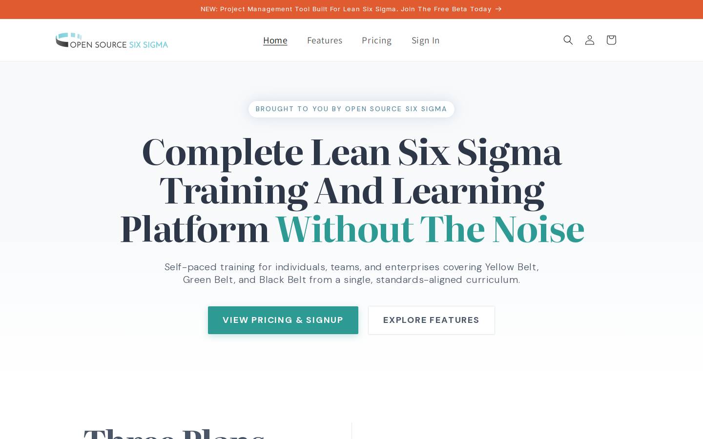 OpenSourceSixSigma homepage screenshot