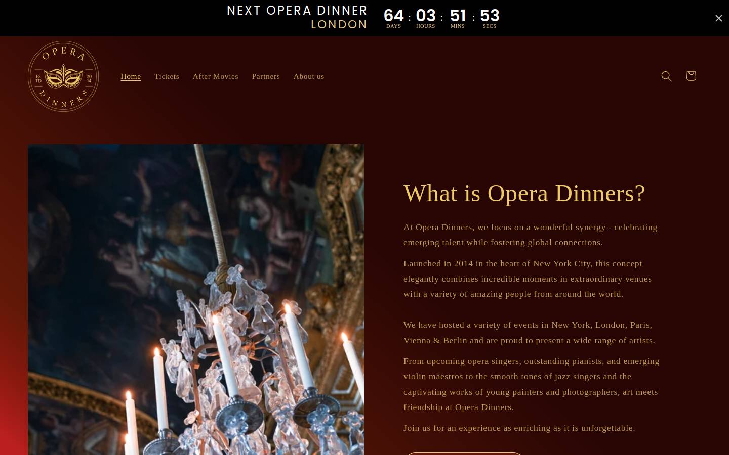 operadinners.com homepage screenshot