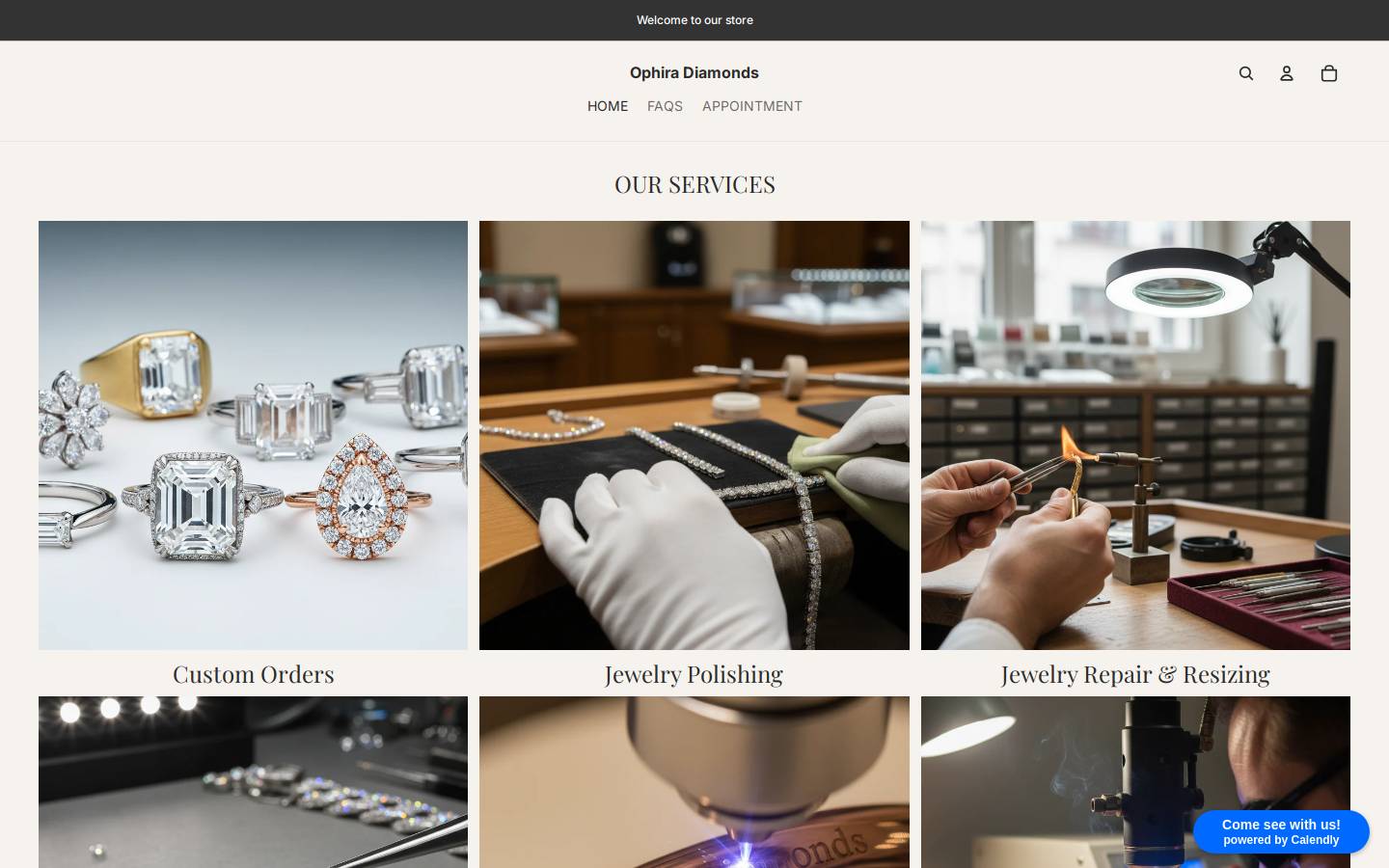 ophiradiamonds.com homepage screenshot