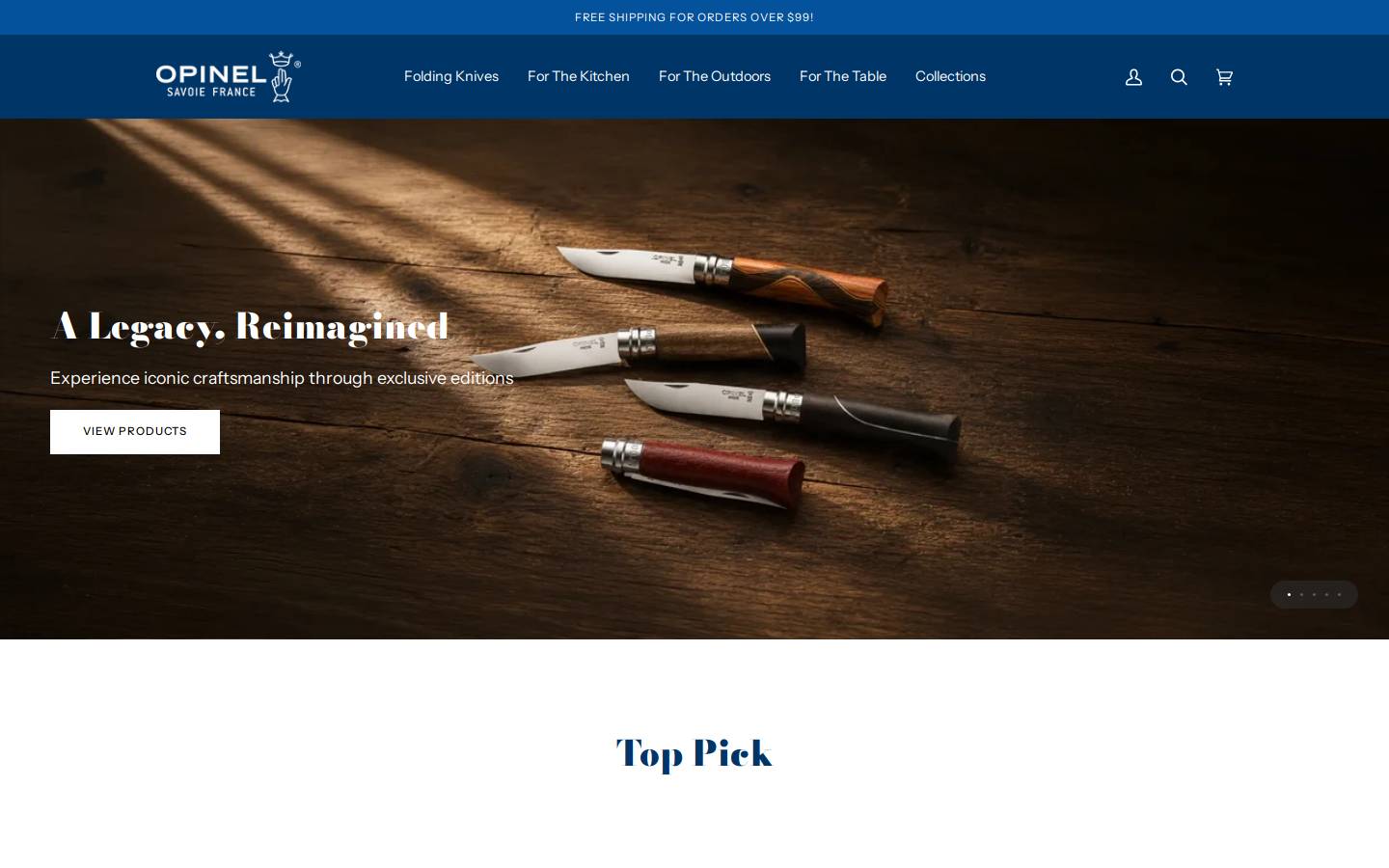 Opinel homepage screenshot