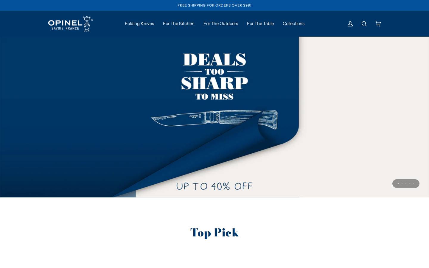 Opinel homepage screenshot