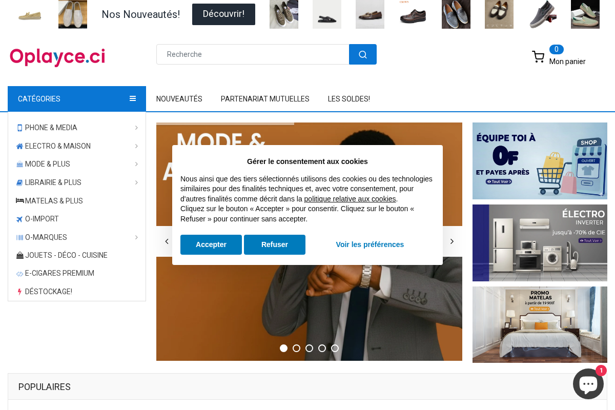 Oplayce.ci homepage screenshot