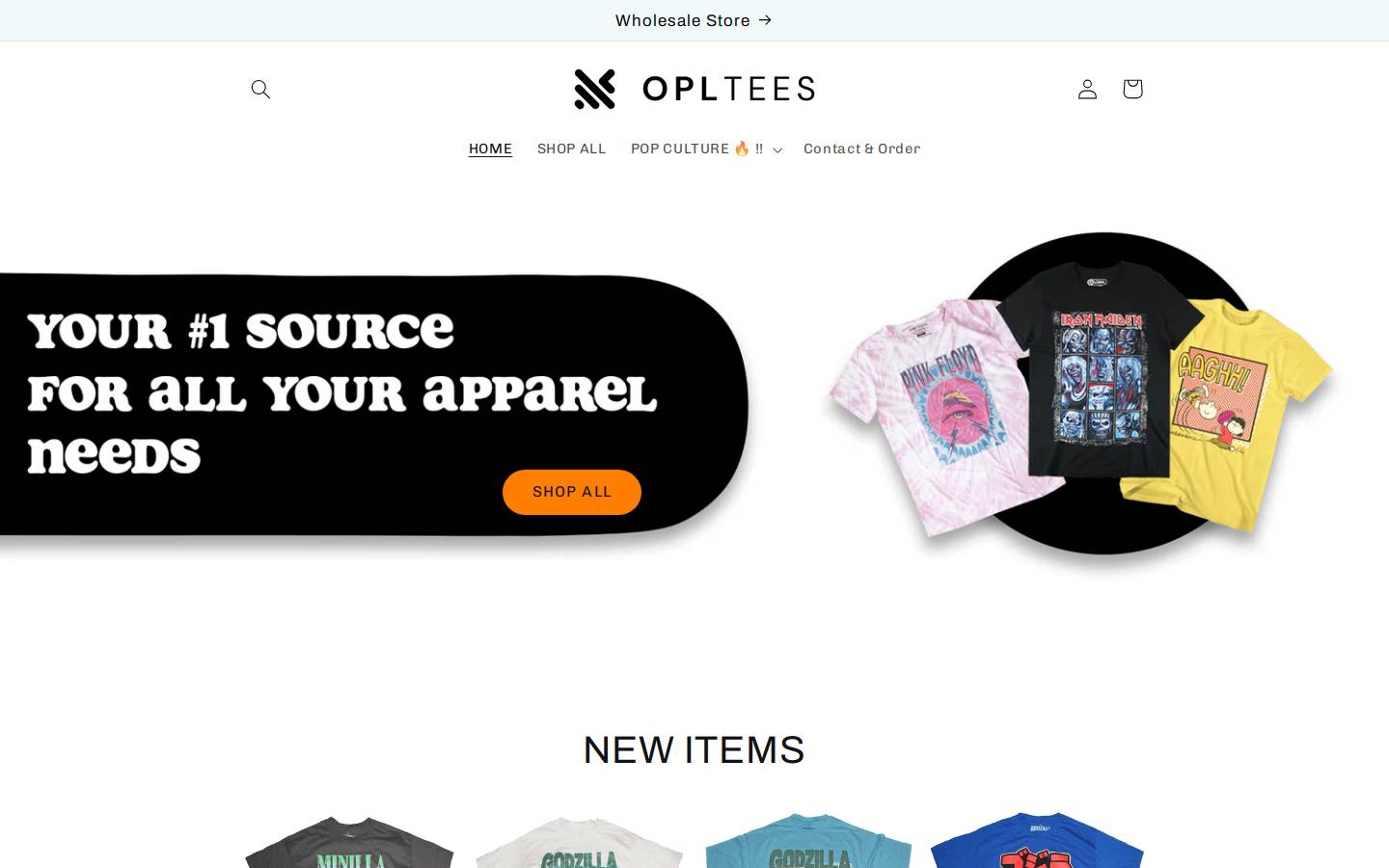opltees.com homepage screenshot
