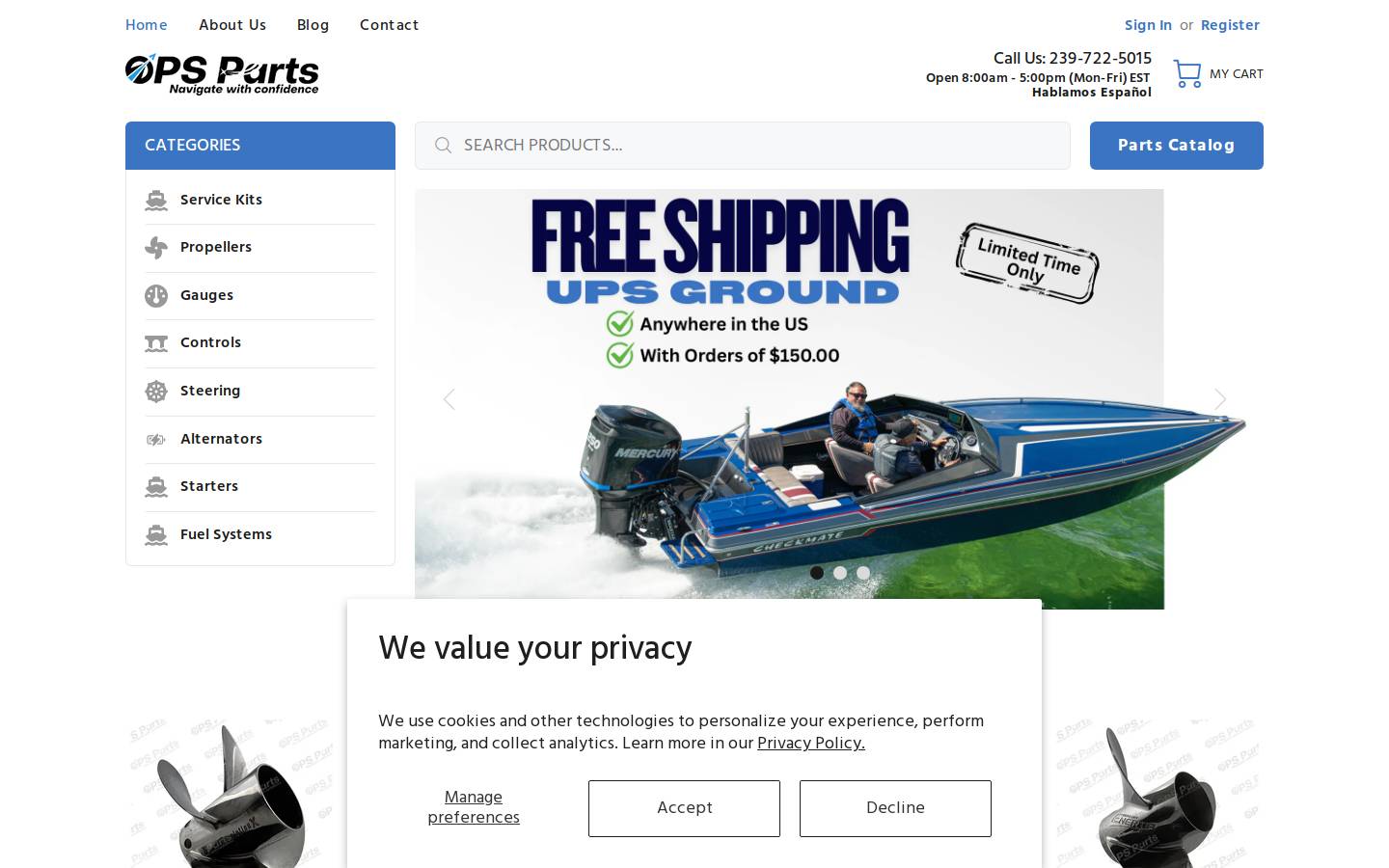 opsparts.com homepage screenshot