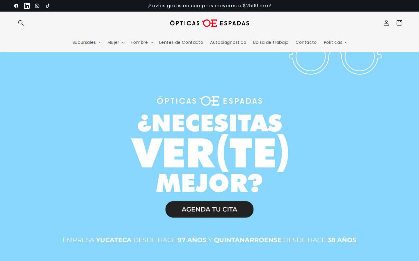opticasespadas.com homepage screenshot