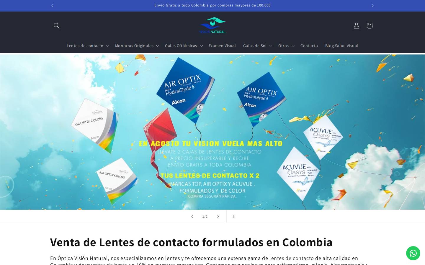 opticavisionnatural.com homepage screenshot
