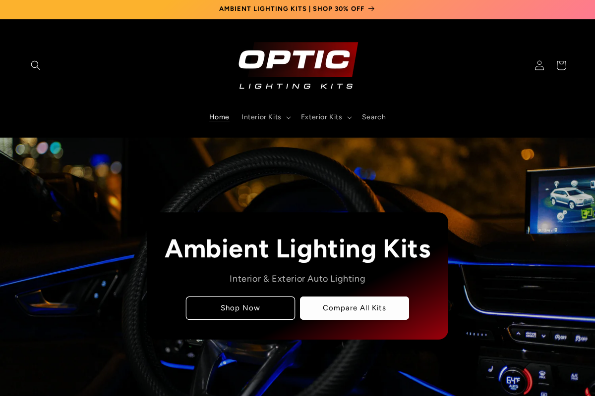 Opticlighting homepage screenshot