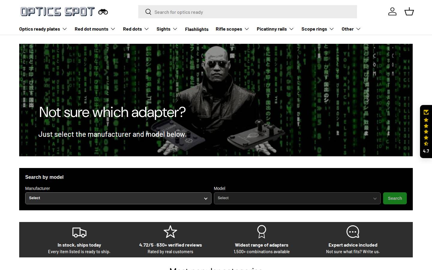 Optics Spot homepage screenshot