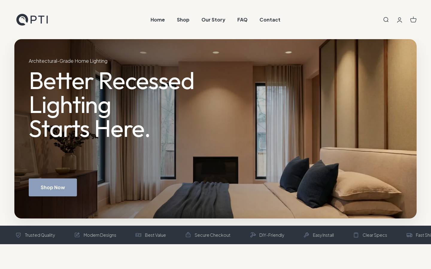 optilighting.com homepage screenshot