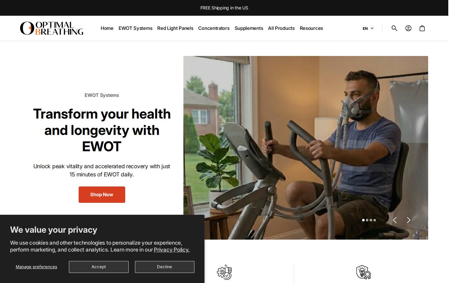 optimalbreathing.com homepage screenshot