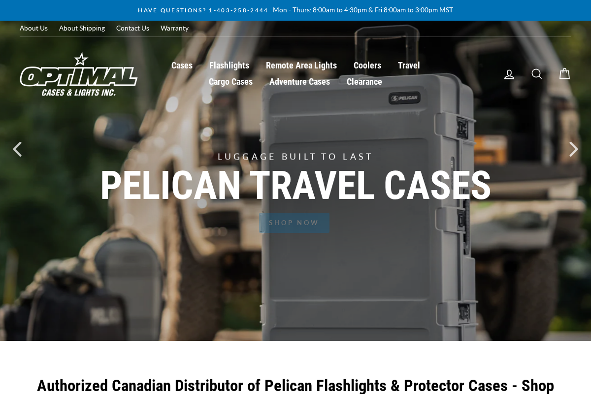 optimalcaseandlights.com homepage screenshot