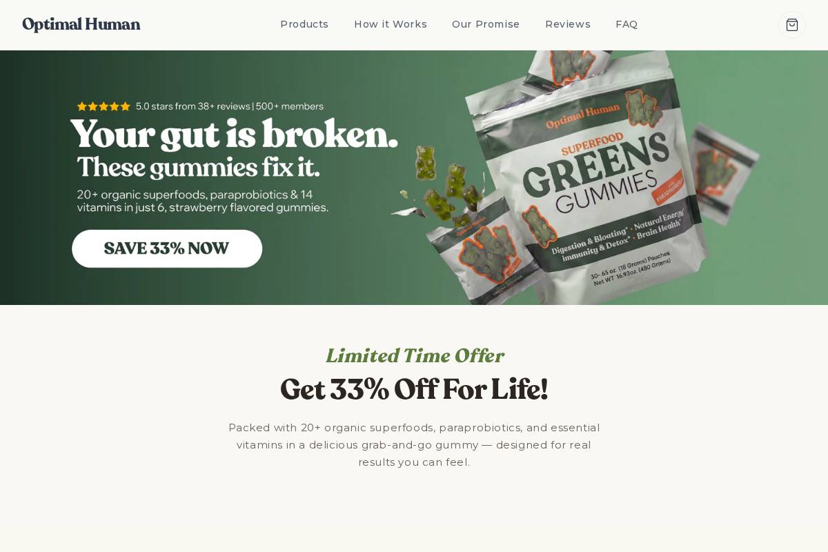 Optimalhuman homepage screenshot