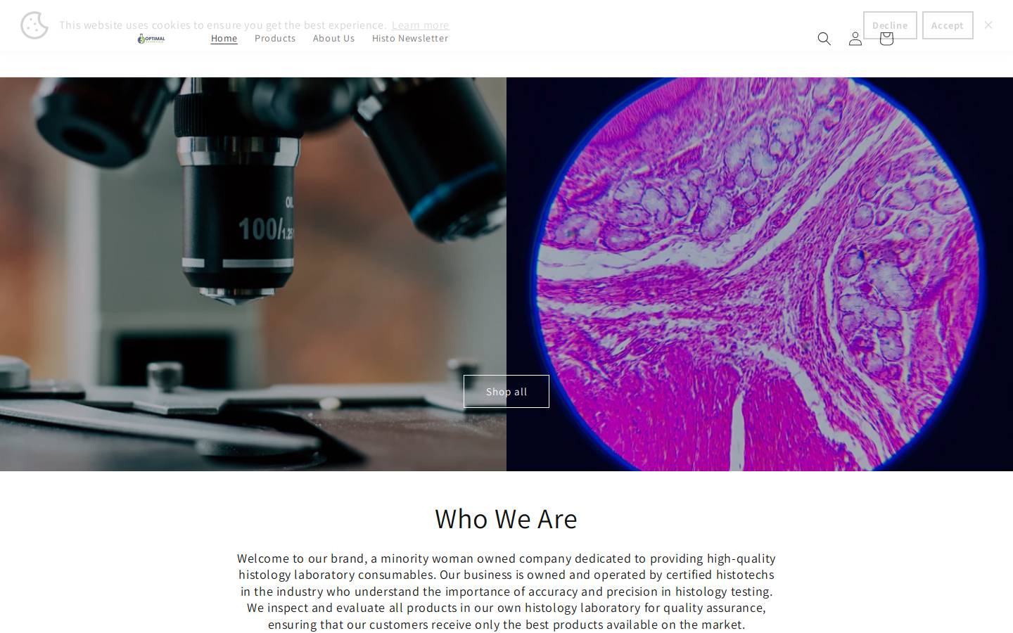 optimalsci.com homepage screenshot