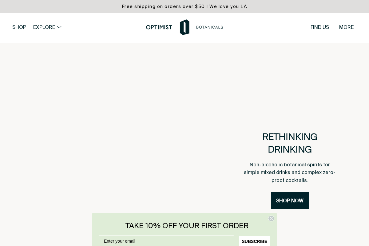 optimistdrinks.com homepage screenshot