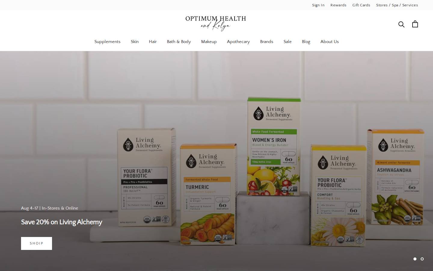 optimumhealth.ca homepage screenshot