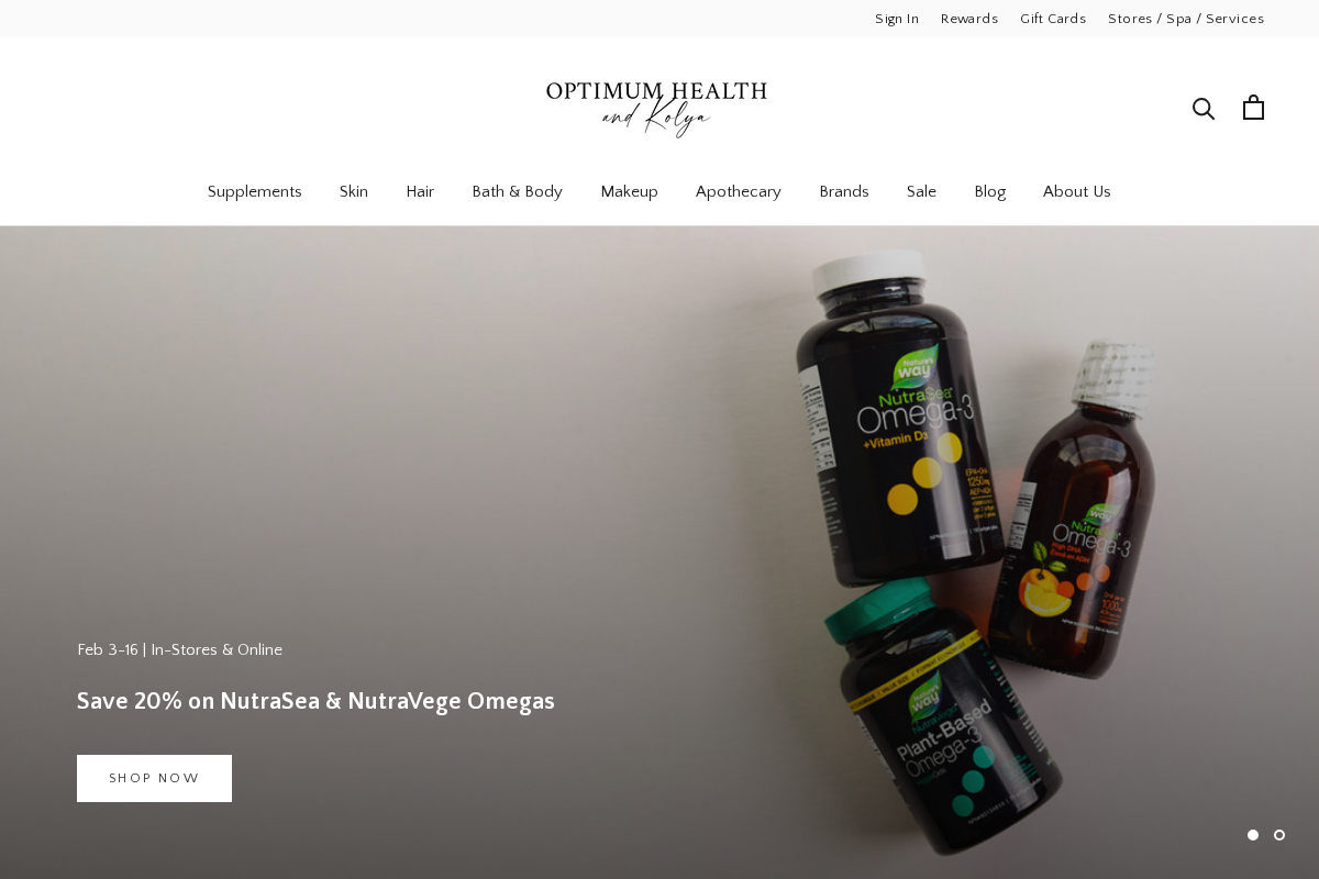 Optimum Health homepage screenshot