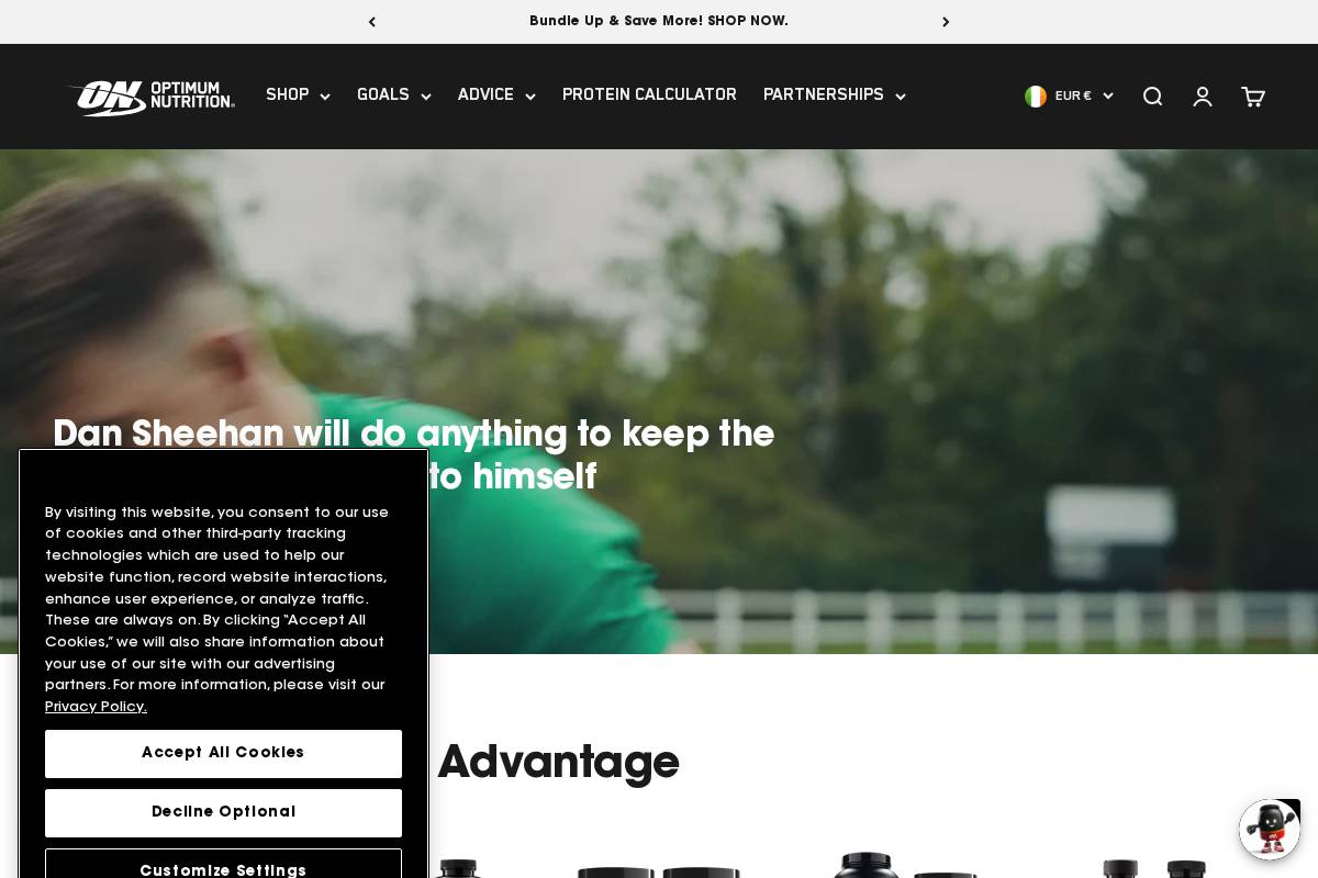 Optimum Nutrition homepage screenshot
