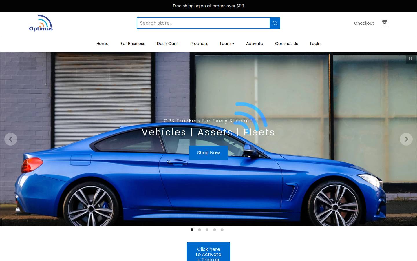 Optimus Tracker homepage screenshot