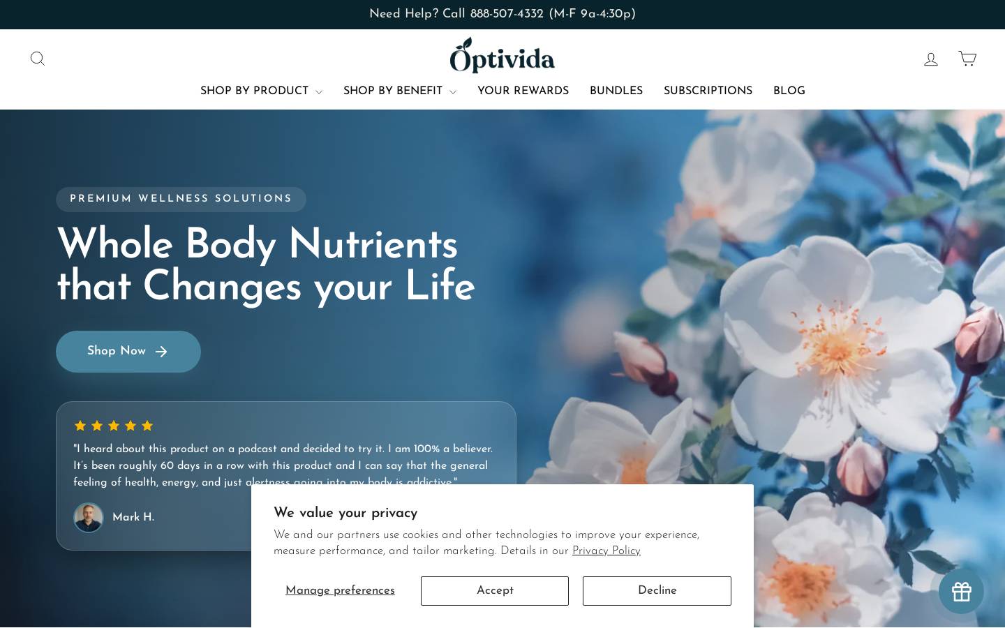 Optivida Health homepage screenshot