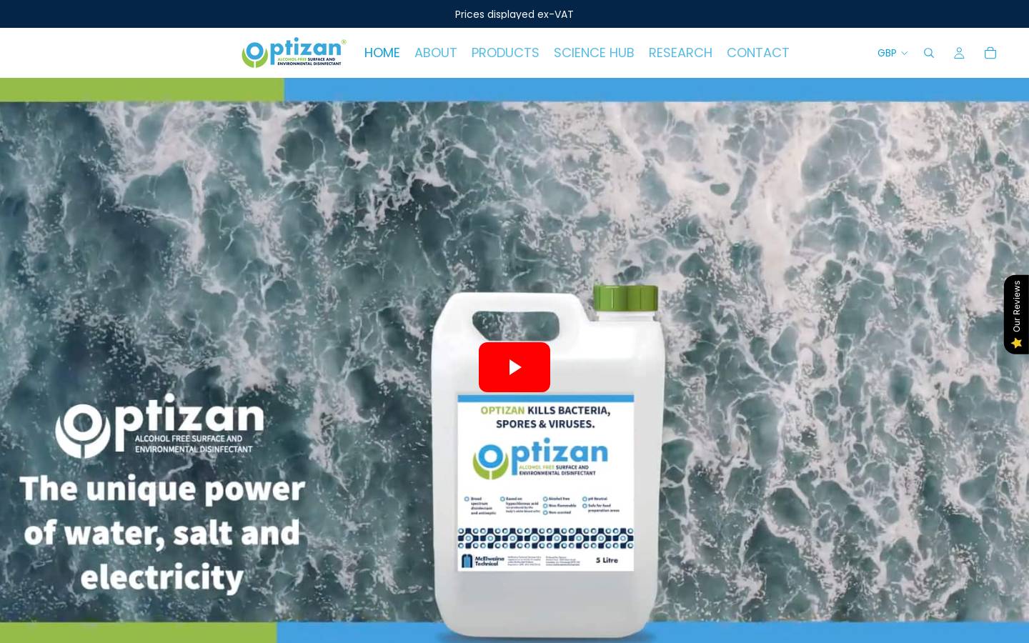 optizanstore.com homepage screenshot