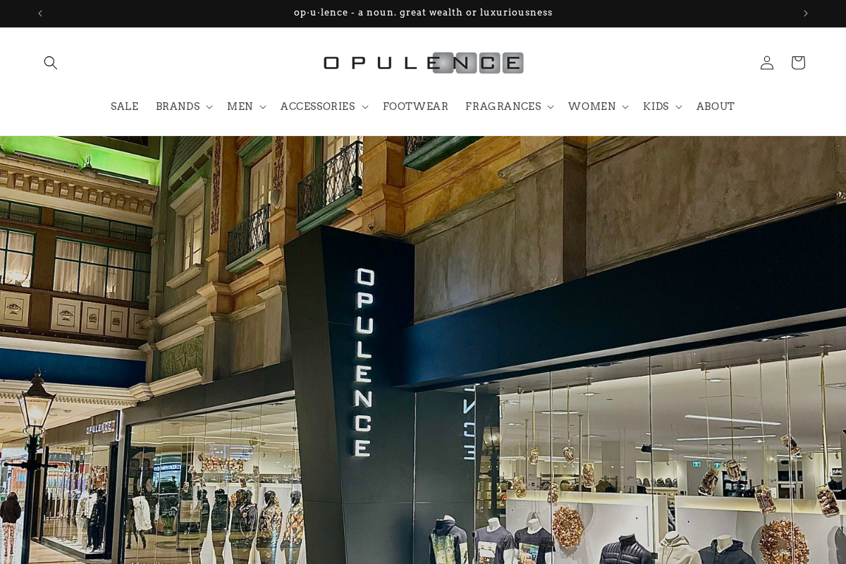 Opulence Clothing homepage screenshot
