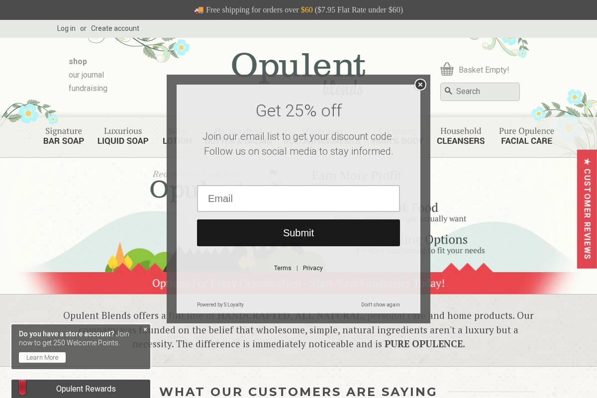opulentblends.com homepage screenshot