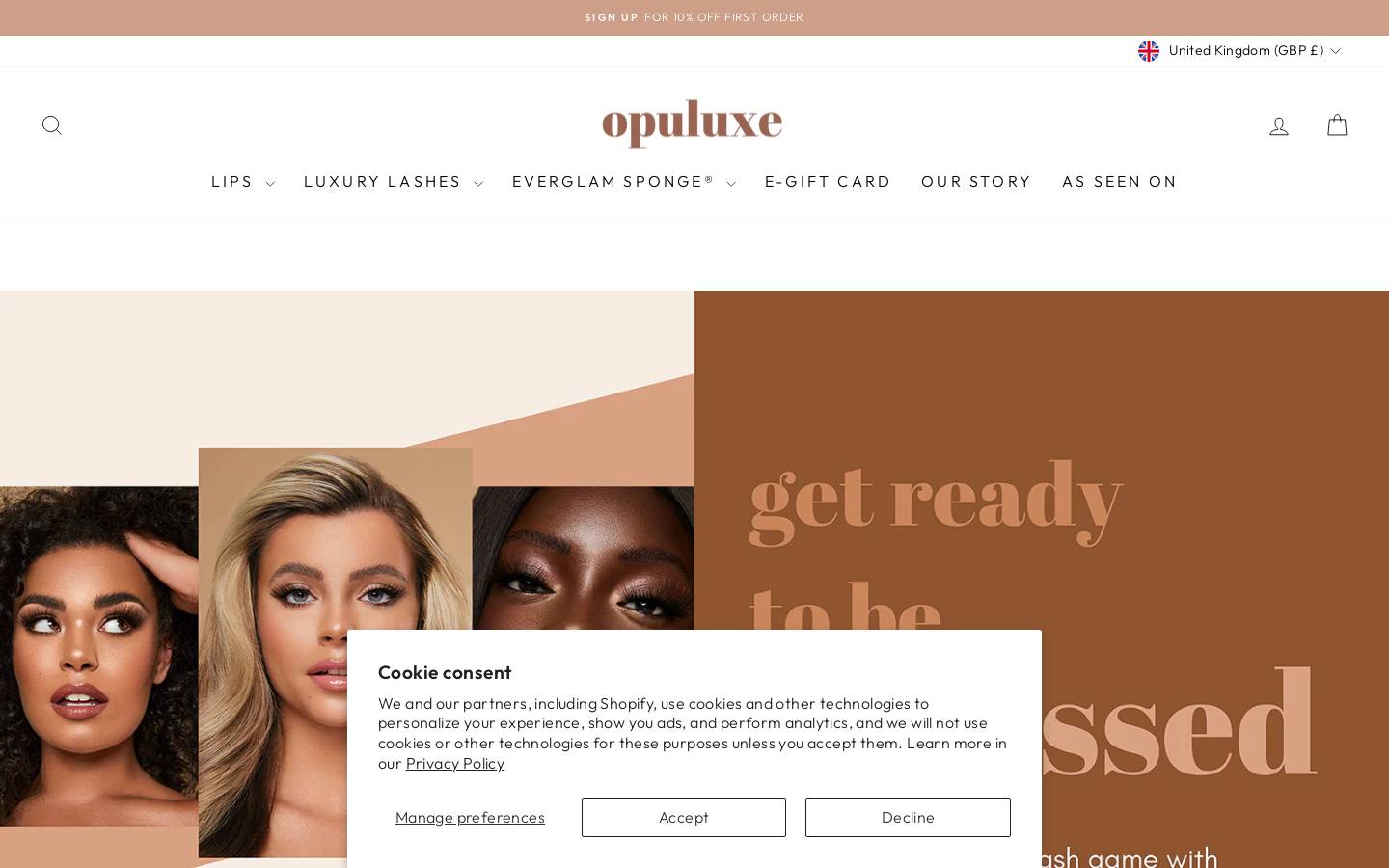 Opuluxebeauty homepage screenshot