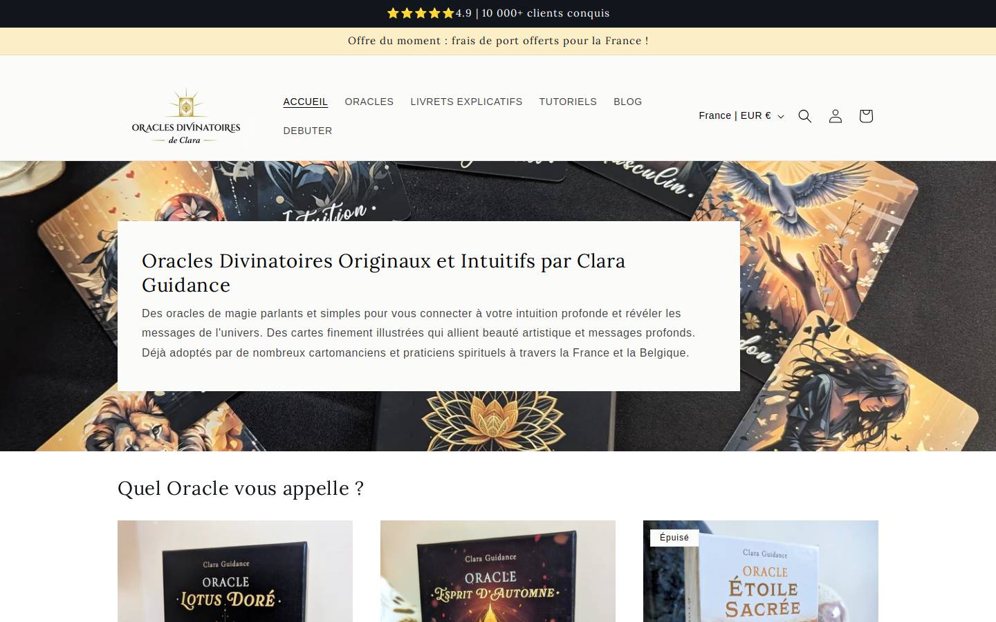 oracles-divinatoires.com homepage screenshot