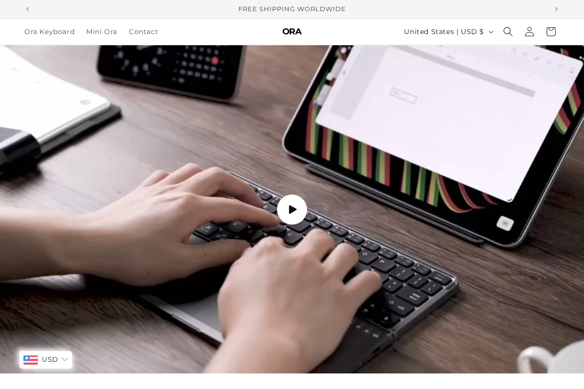 ORA homepage screenshot