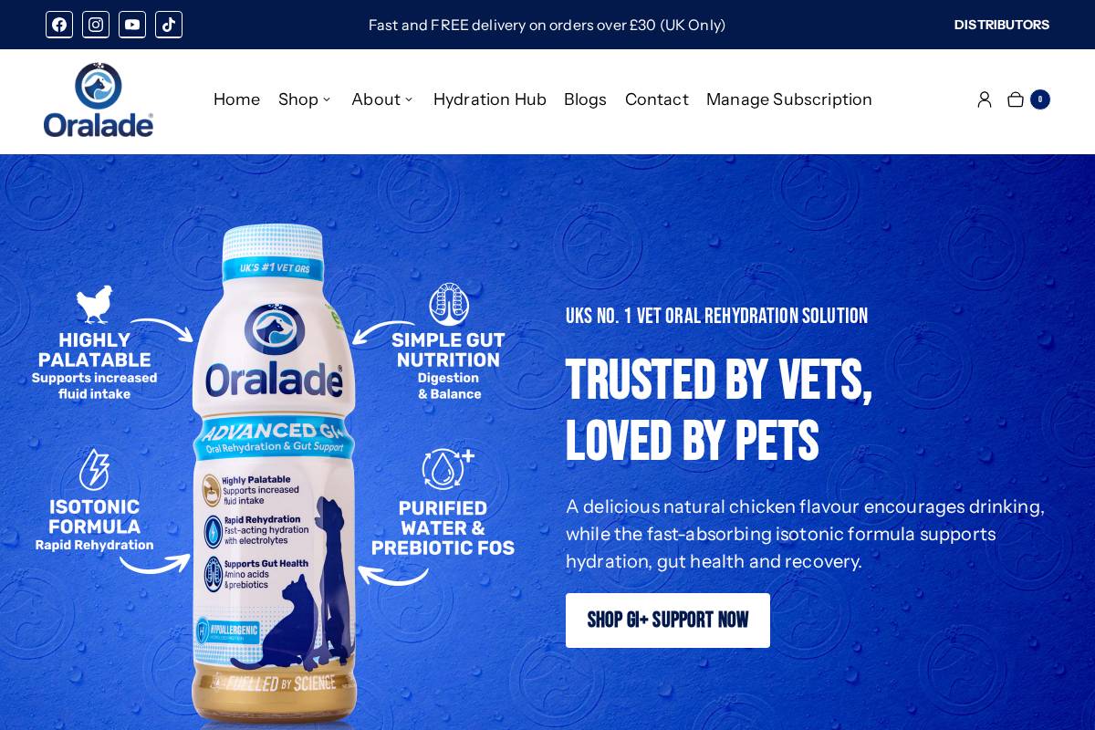 oralade.com homepage screenshot