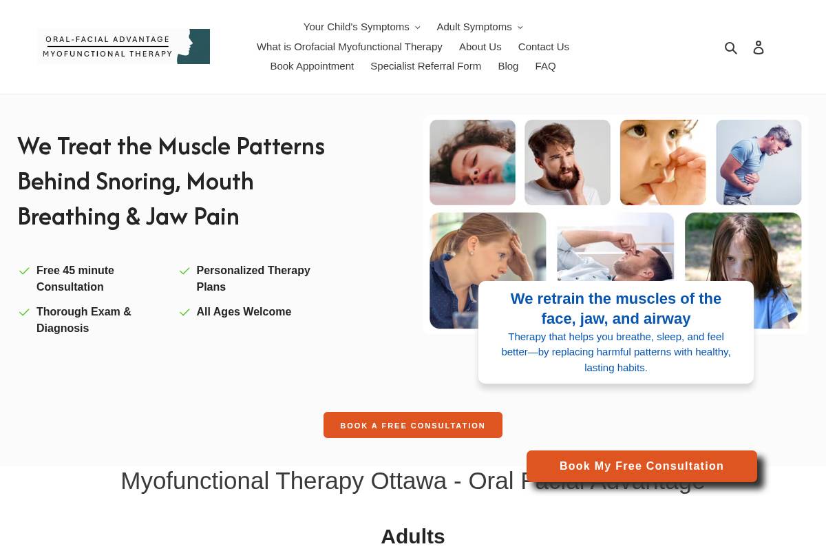 oralfacialadvantage.ca homepage screenshot