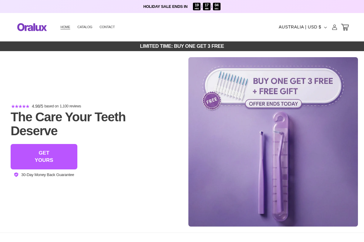 Oralux homepage screenshot