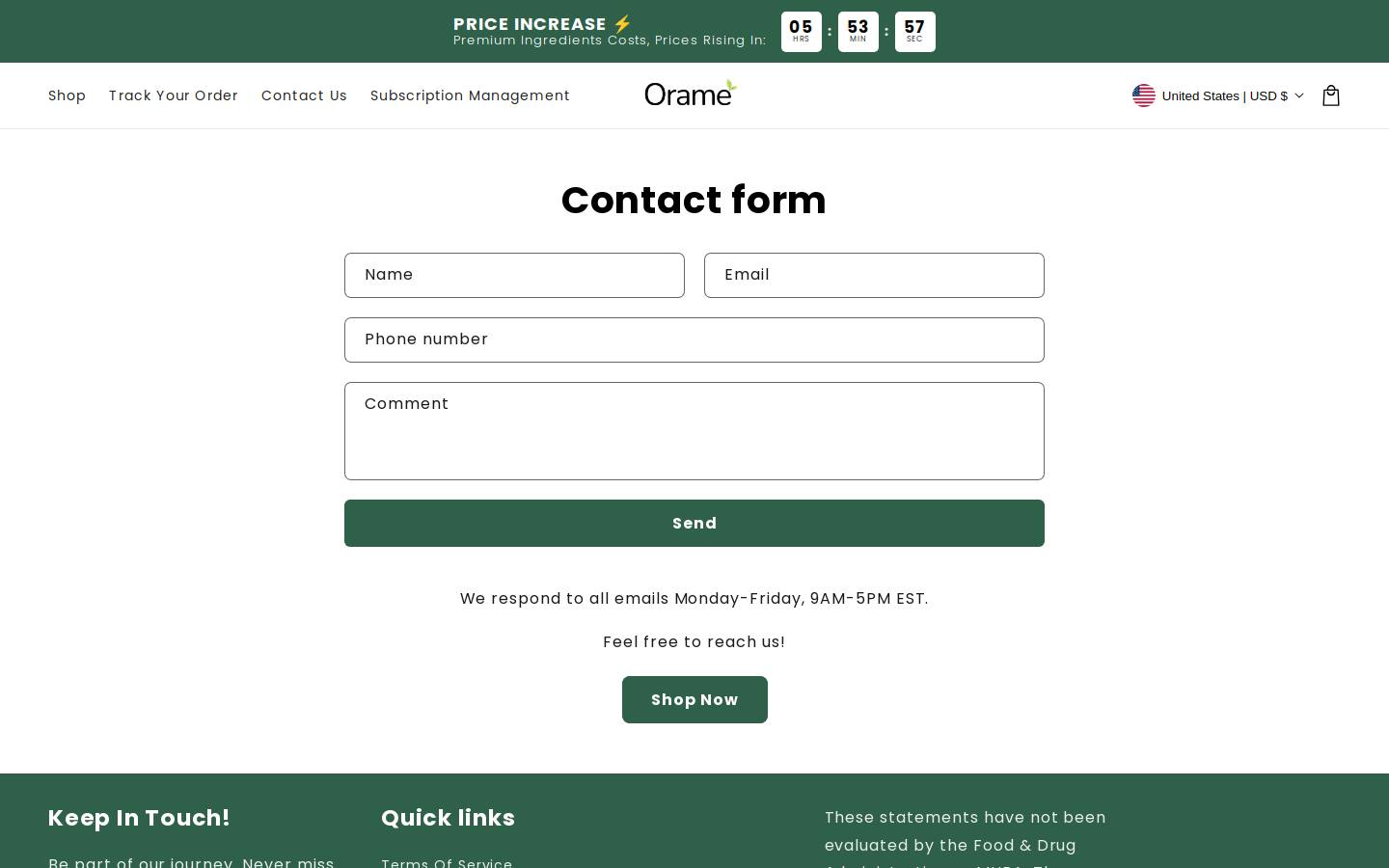 orame.co homepage screenshot