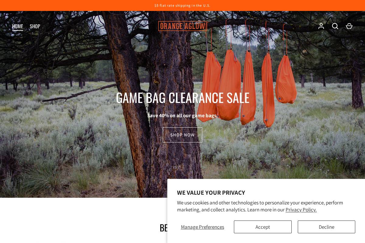 Orange Aglow homepage screenshot