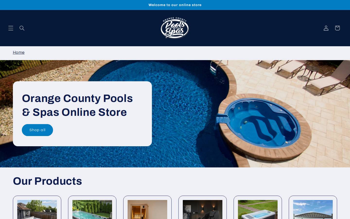 orangecountypools.store homepage screenshot