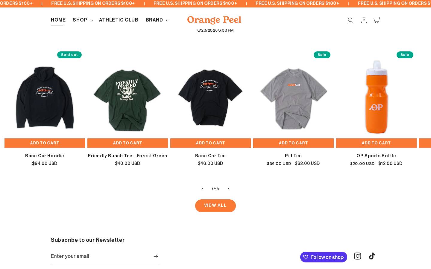 orangepeelapparel.com homepage screenshot