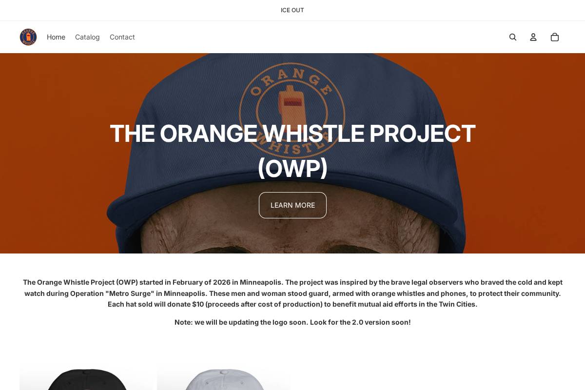 orangewhistleproject.com homepage screenshot