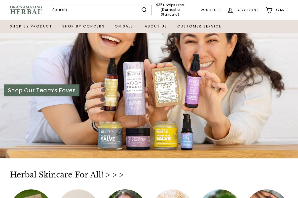 Ora's Amazing Herbal homepage screenshot