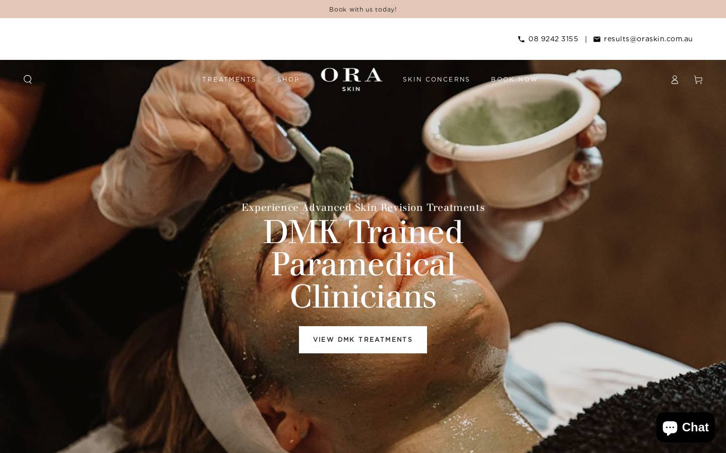 oraskin.com.au homepage screenshot