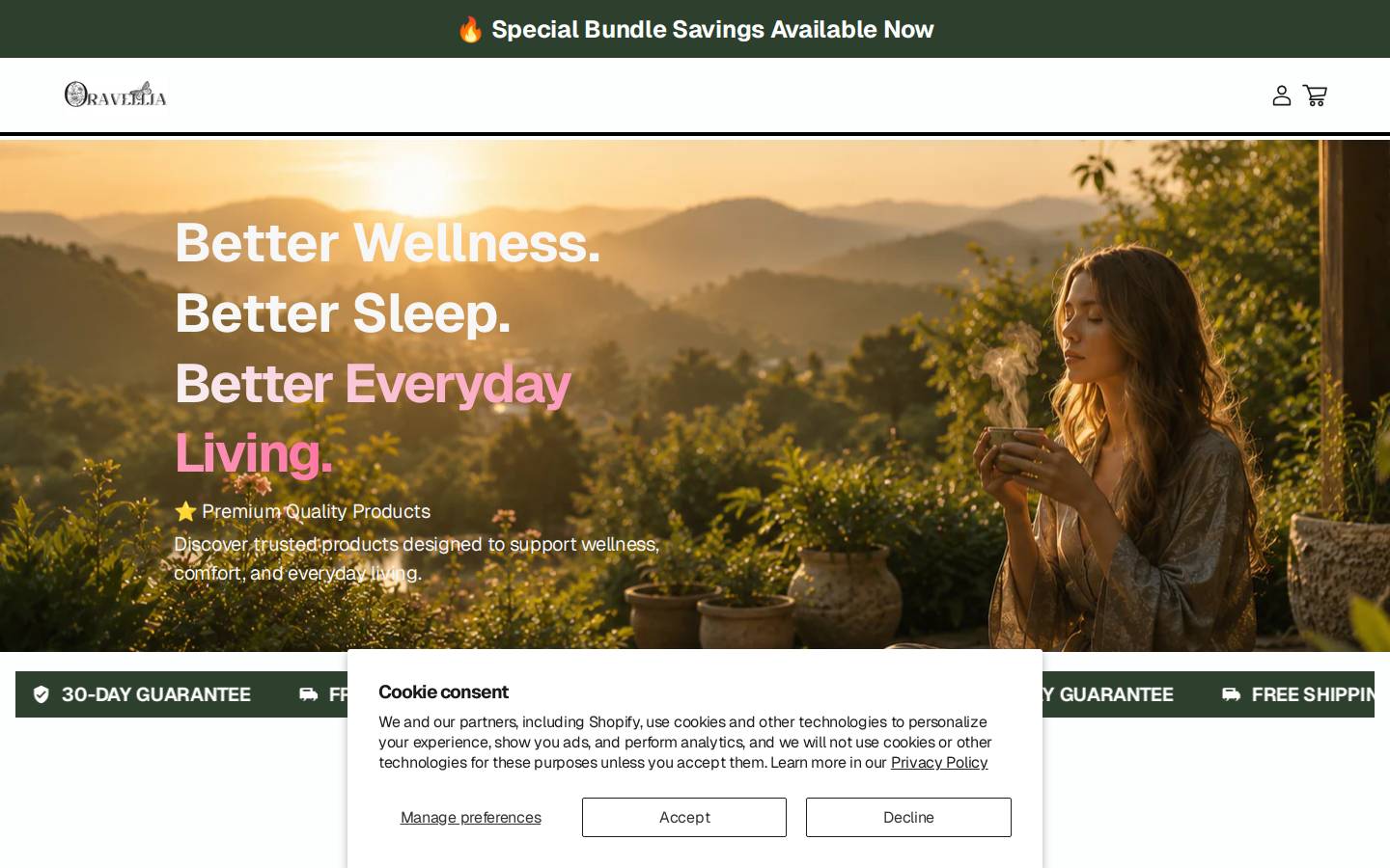 oravellia.com homepage screenshot