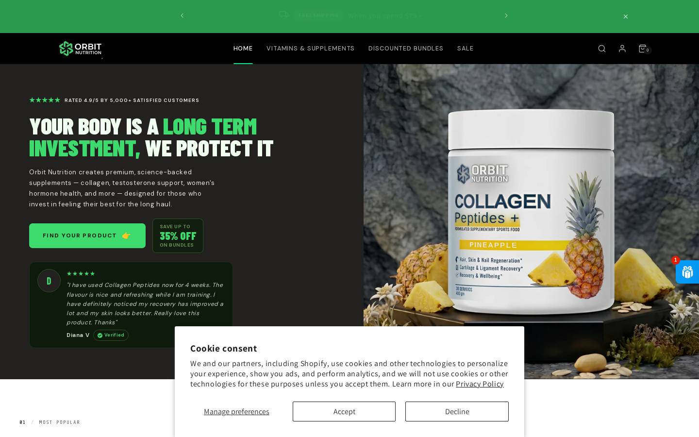 orbitnutrition.net homepage screenshot
